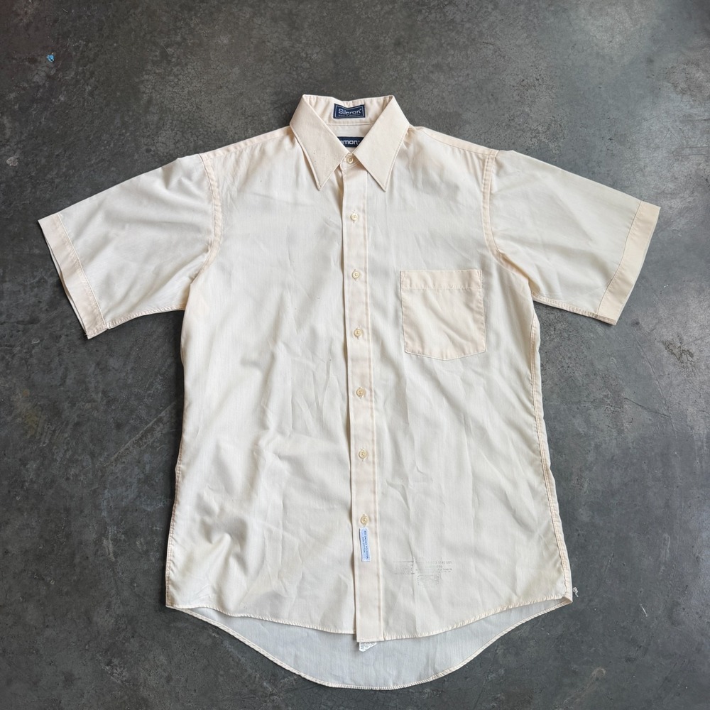 Vintage 50s 60s Dacron Blend Sanforized Short Sleeve Button Up Shirt Rockabilly